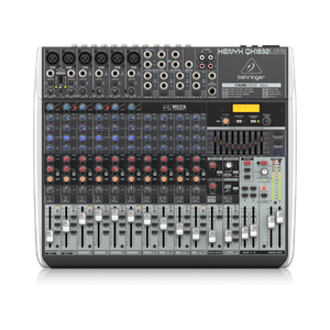 Mesa de Som Analógica Profissional Behringer XENYX QX1832USB com equalizador gráfico e faders motorizados.