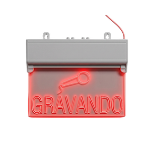 Aviso Luminoso Gravando Profissional em LED vermelho para estúdio de vídeo.