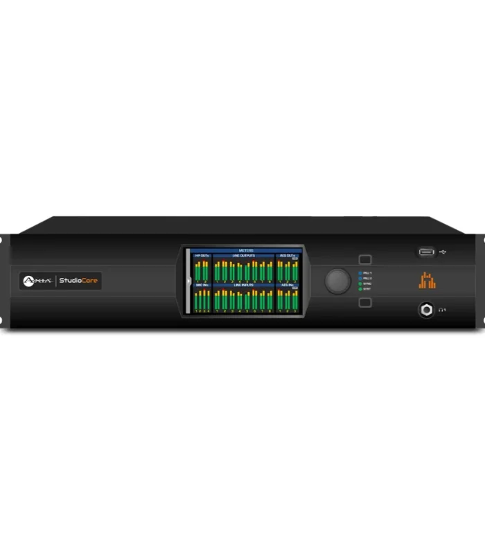 AXIA STUDIOCORE + CAN, CONSOLE ENGINE PARA AXIA IQ, RADIUS, RAQ, SUBSTITUI O QOR.32 IT. UM CONSOLE DE MIXAGEM DE 24 CANAIS, COMUTADOR ETHERNET DE 5 PORTAS. E/S INCLUI QUATRO ENTRADAS DE MICROFONE/LINHA SELECIONÁVEIS.